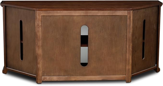 Leick Home Riley Corner TV Stand 60 in, Burnished Oak, Solid Wood, Beveled