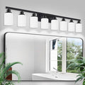DIKAIDA 8-Light Bathroom Light Fixtures Over Mirror, 52inch Modern Matte Black