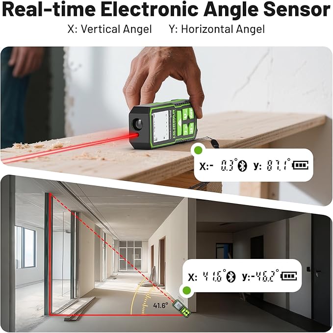 Huepar Laser Distance Measure 395Ft. Digital Rechargeable Laser Measuring Tool