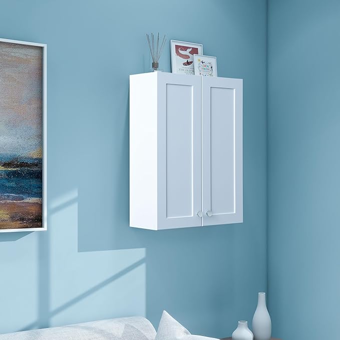 White Wall Mount Cabinet, MDF Over The Toilet Storage Cabinet