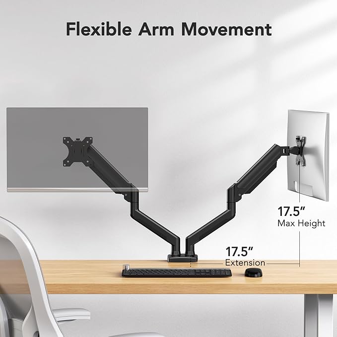 HUANUO Dual Monitor Mount for 2 Monitors up to 32 inches, Each Arm Holds Max