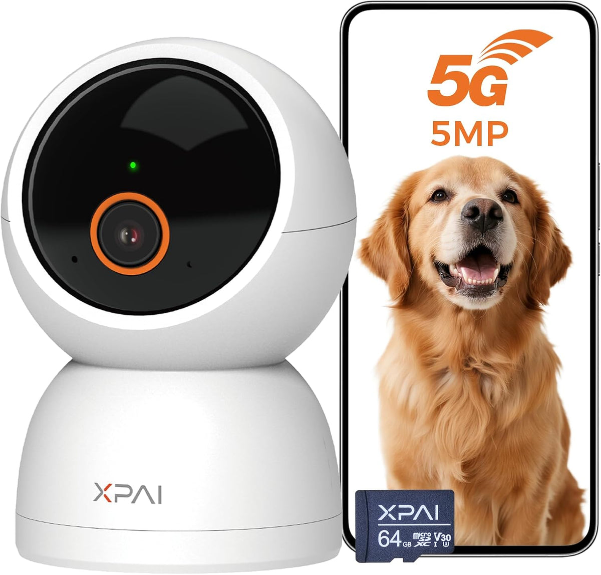 xpai Indoor Camera Wireless, 3K Indoor Camera No Subscription, 360° Motion