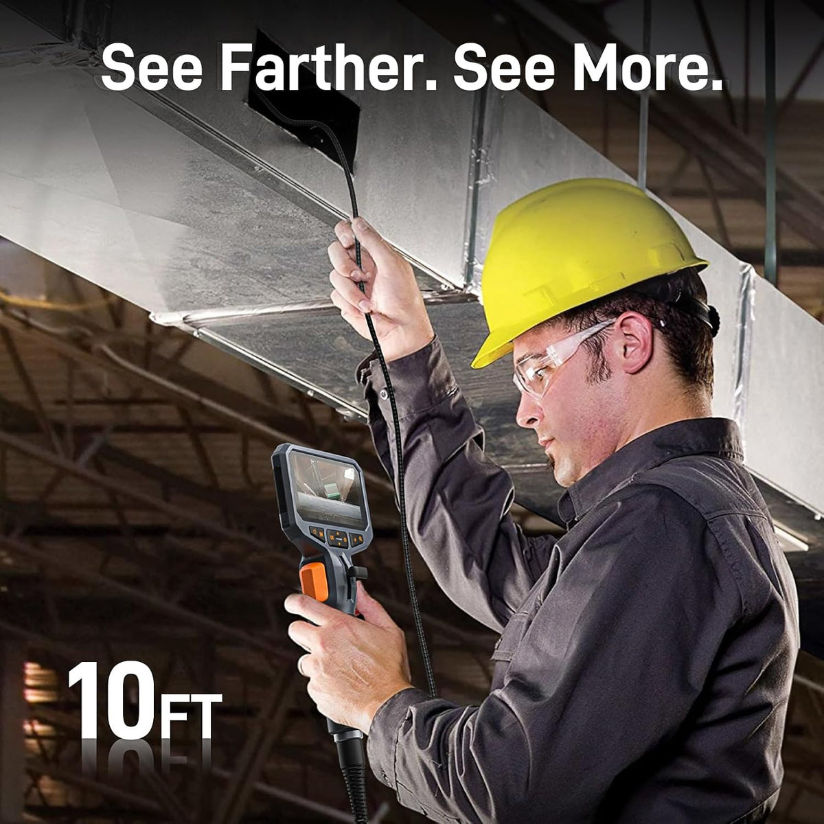 teslong 10ft articulating borescope for mechanic automotive hvac shown in use