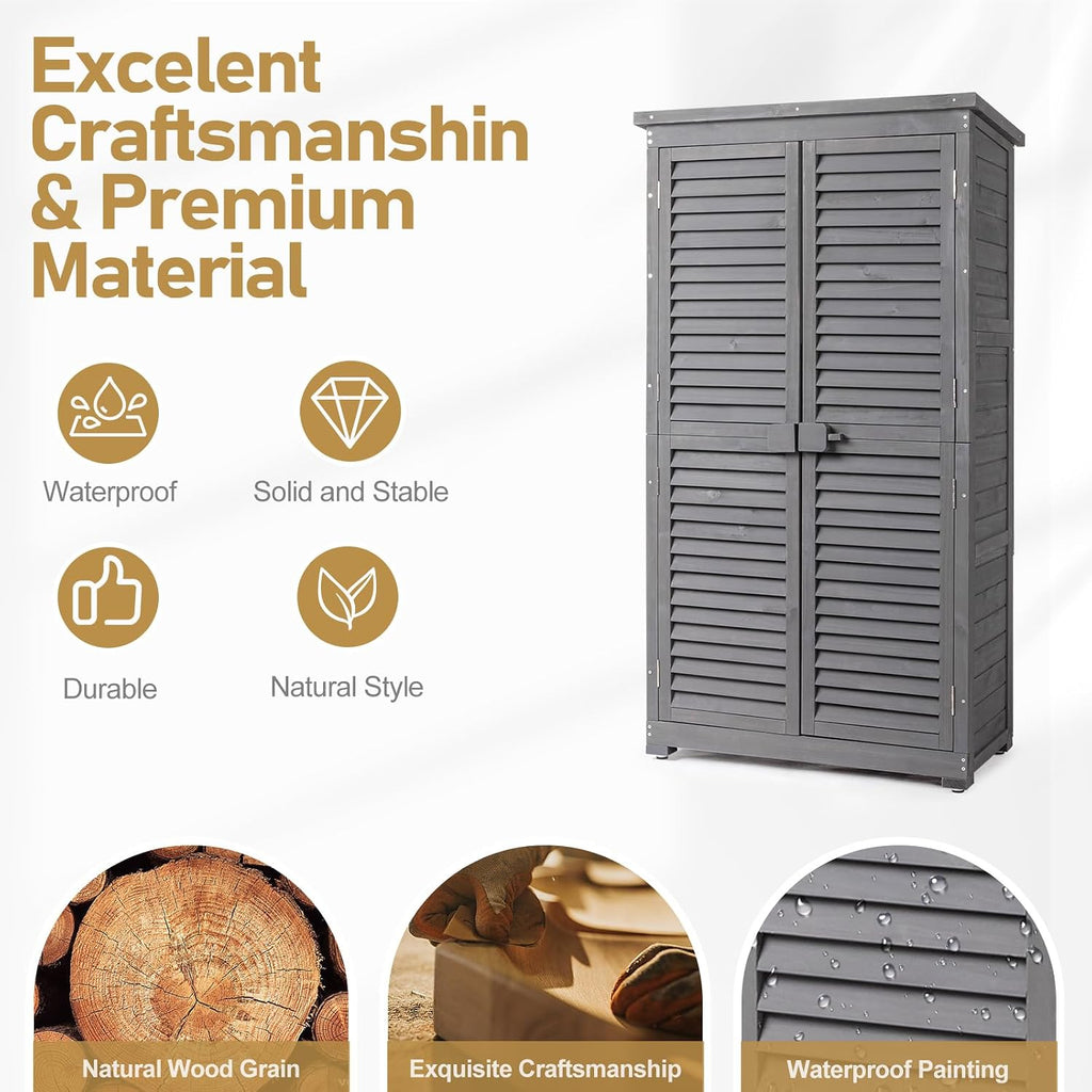outvita outdoor storage cabinet, 63in, grey shown in use