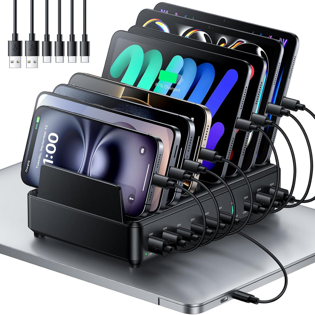 400W Charging Station for Multiple Devices, 10 Port Double PD 100W USB C