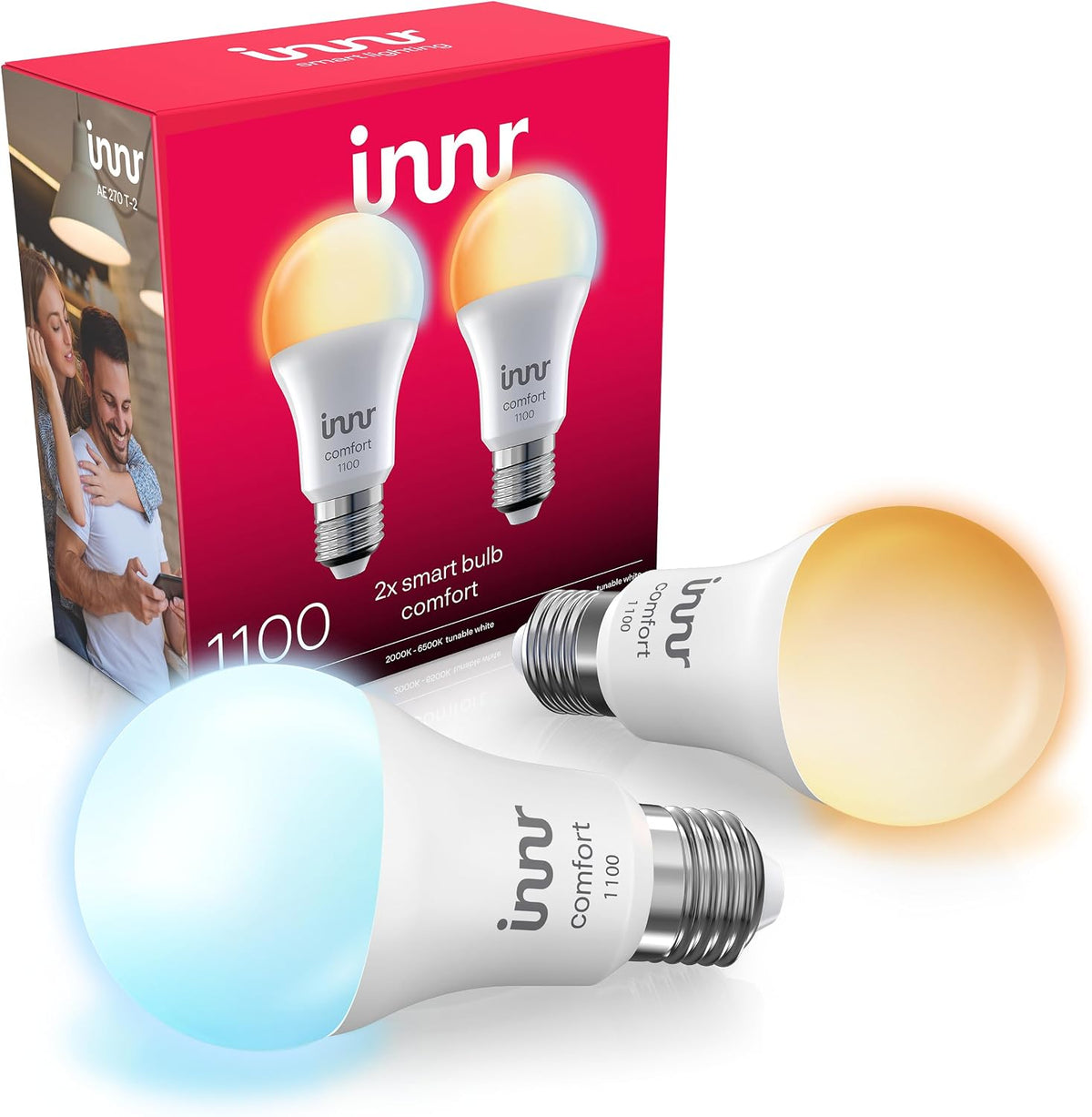 innr Smart Light Bulbs, A19 Zigbee, Works (2-Pack)