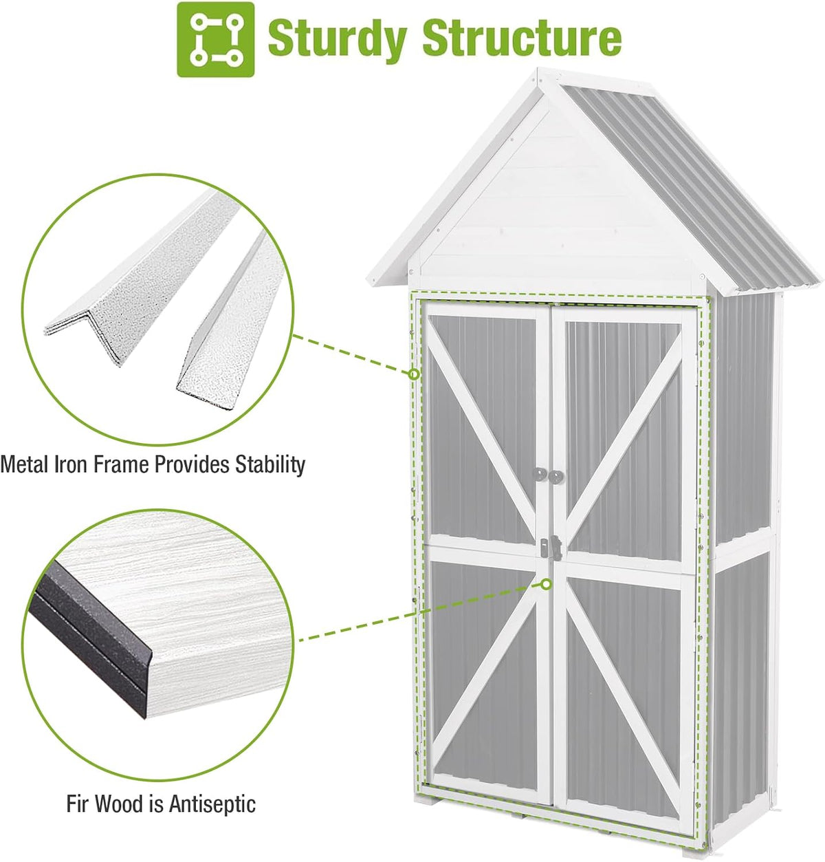 gutinneen outdoor storage shed with all around strong shown in use