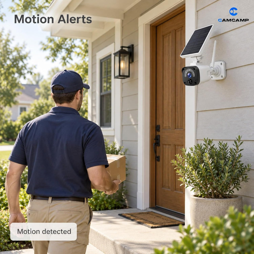Camcamp Solar Security Cameras Wireless Outdoor System, 4-Cam 2.5K, 64GB SD