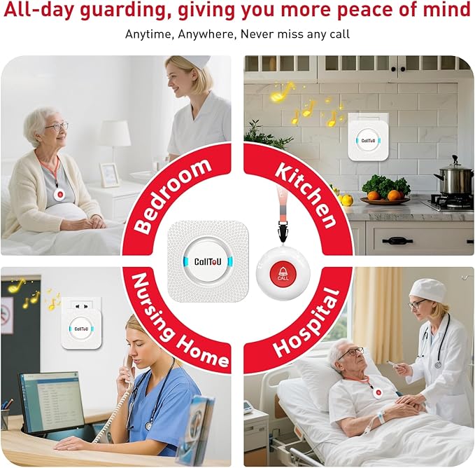 CallToU Caregiver Pager Wireless Call Button Smart Bell Alert System
