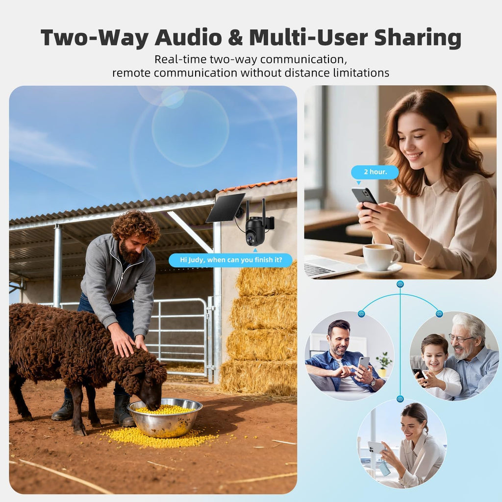 4g lte cellular security camera 2 pack, built-in on a desk or shelf
