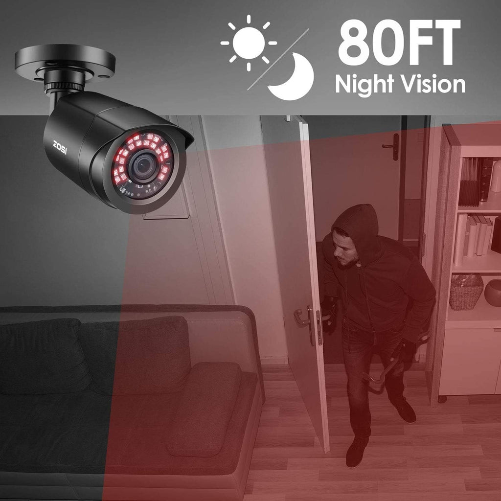 zosi 4 pack 1080p 2.0mp outdoor indoor 3.6mm, view 9