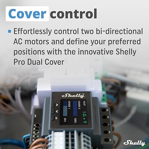 Shelly Pro Dual Cover/Shutter PM | LAN and Wi-Fi Connection, Professional DIN
