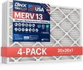 BNX TruFilter 20x30x1 Air Filter MERV 13 (4-Pack)