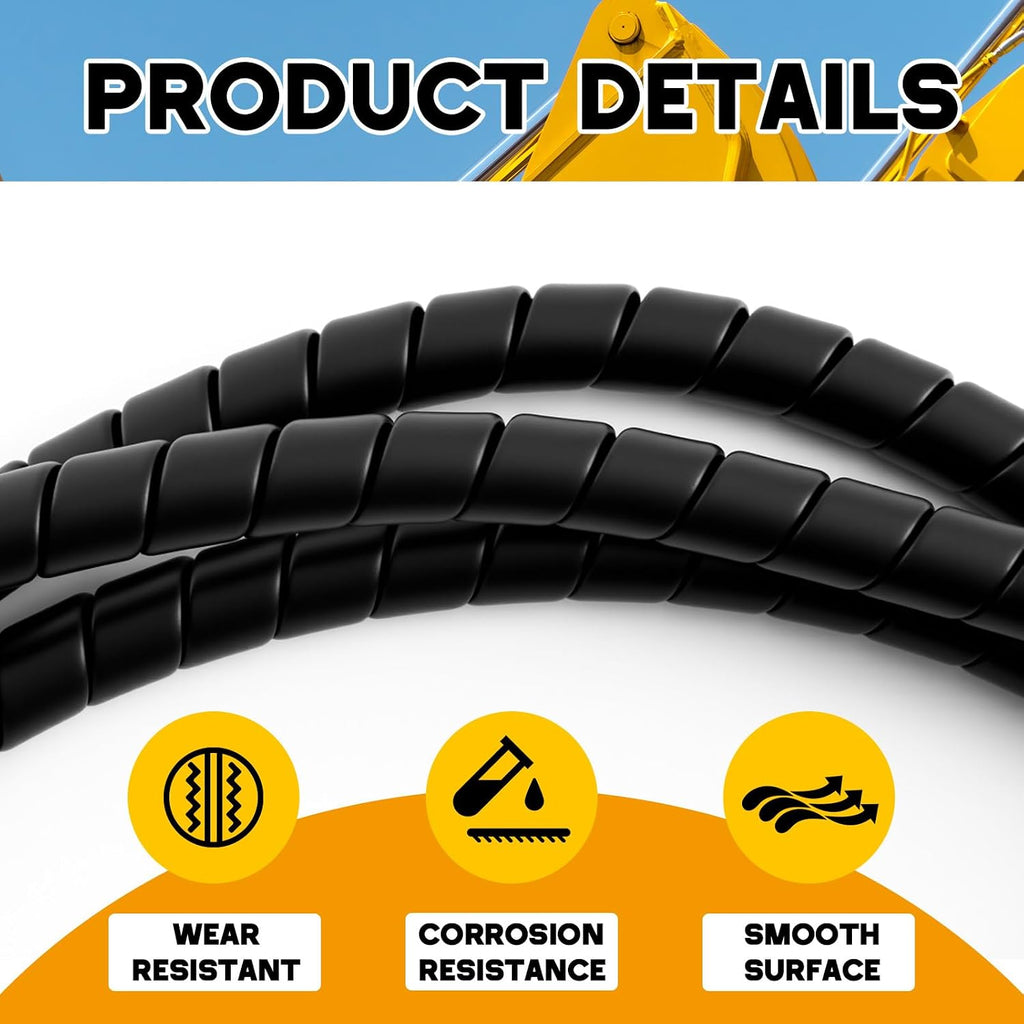 3 Pcs Spiral Wrap Cable Protector, Safe 1/4''+1/2''+3/8'' Od x 25' Pre Cut Lengths Hydraulic Hose Protector Wrap to Avoid Wear and Extend Life for Hydraulic Pneumatic Hoses(Black)