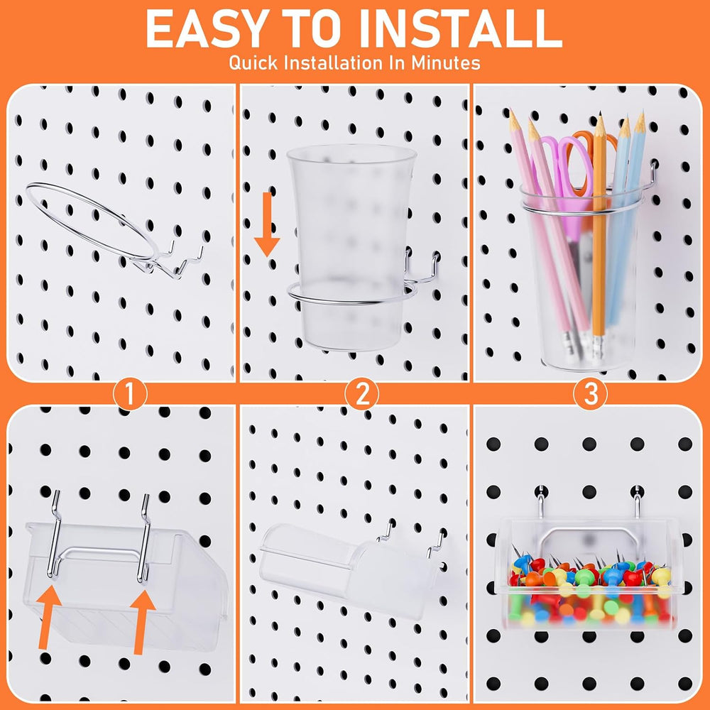 INCLY 70PCS Metal Peg Board Kit with 1/4" Pegboard Accessories