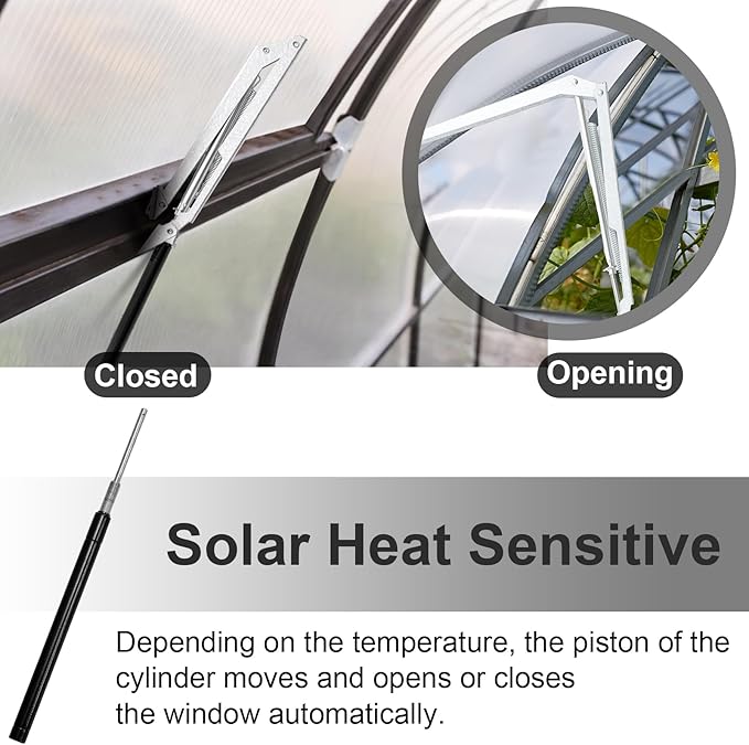 Amylove 2 Pcs Single Spring Automatic Roof Vent Opener Greenhouse Accessories