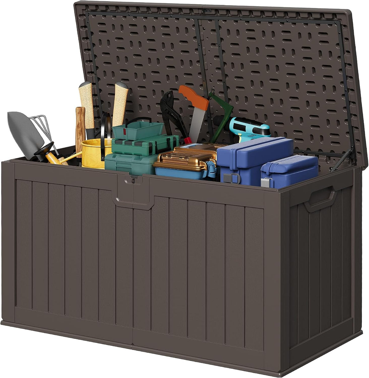 Devoko HDPE 240 Gallon Deck Box Double-Wall with Divider