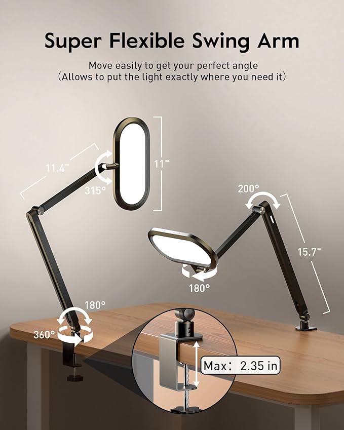 LED Desk Lamp for Home Office, Eye-Care Double-Sided Desk Light
