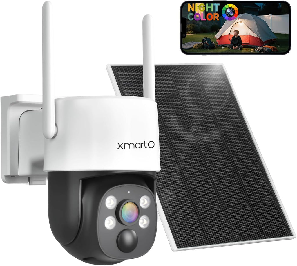 XMARTO Super HD Solar Powered Wire-Free Home PTZ Security Camera Wireless