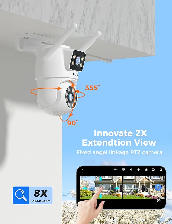Hiseeu 2 Pack Wireless Security Camera 5G/2.4G WiFi Dual Lens PTZ Camera