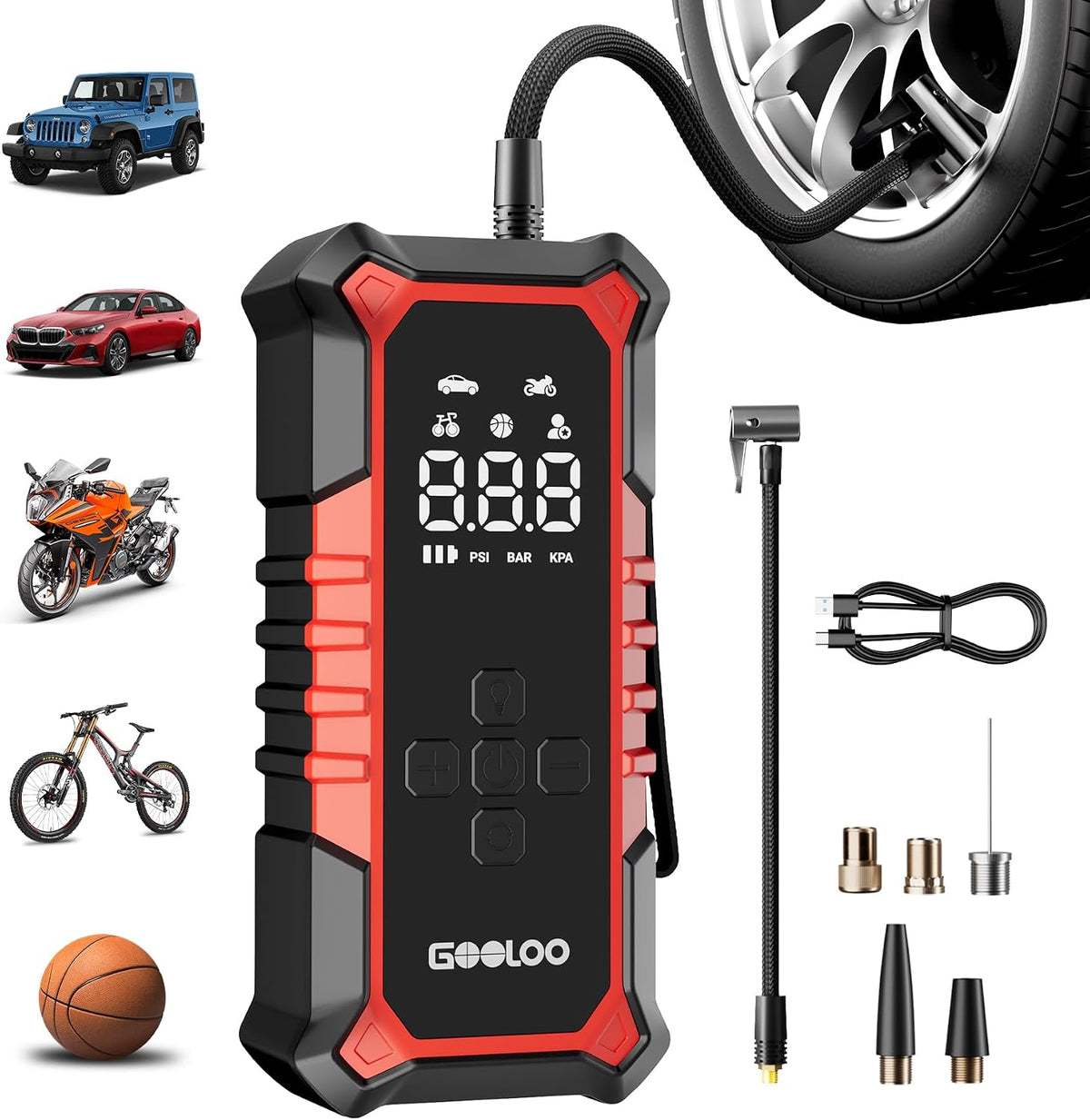 GOOLOO A6 Gear 160 PSI & 7500mAh Tire Inflator Portable Air Compressor