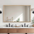 Oak Wood Effect Framed Wall Mirror, 30x48 Rectangle Mirror, Anti-desilvering