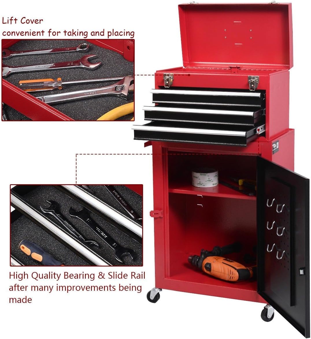 mini tool chest & cabinet storage box rolling, package contents