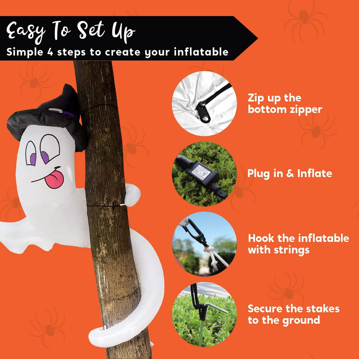 Joiedomi Halloween Inflatables Outdoor Decorations, Inflatable Ghost Halloween Decor Outdoor, Blow Up Ghost Twining Around Tree with Build-in LEDs for Yard Decorations