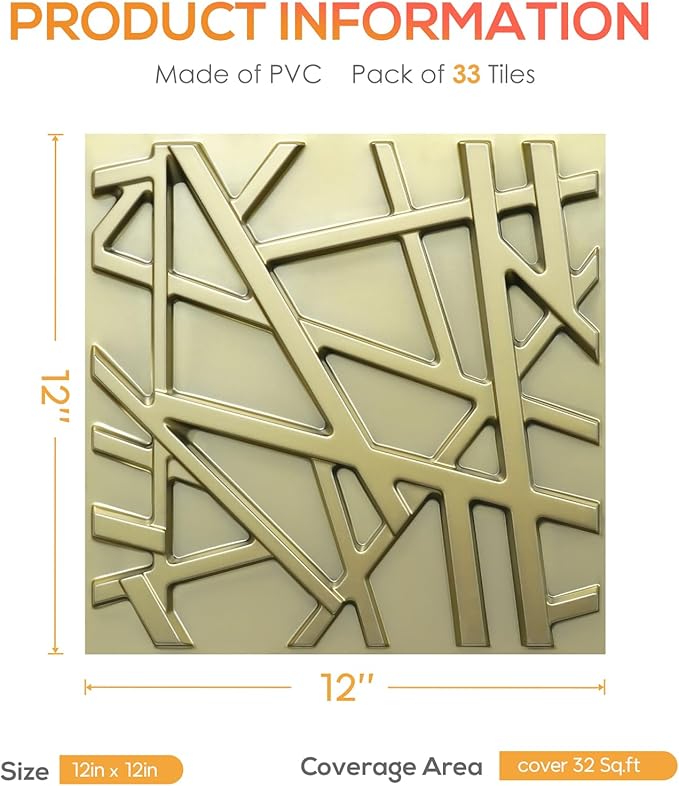 LEVOWAY 33 Pack 3D Wall Panels for Interior Wall Decor, Wall Covering Panles