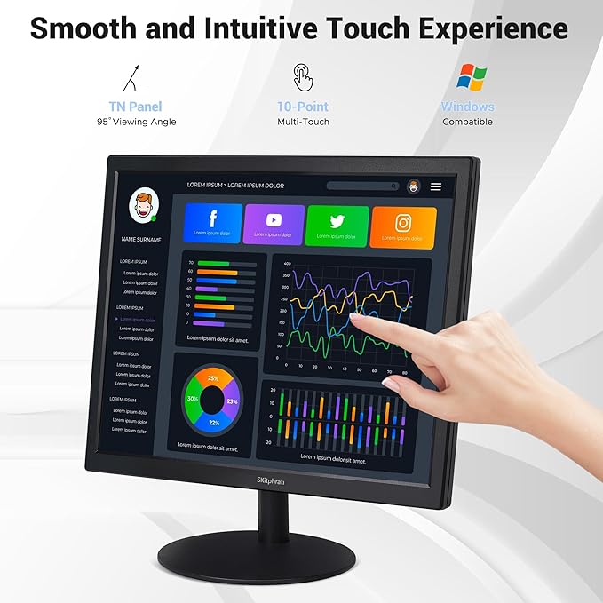 SKitphrati 17" Square 1280x1024 10-Point Multi Touch Screen Monitor