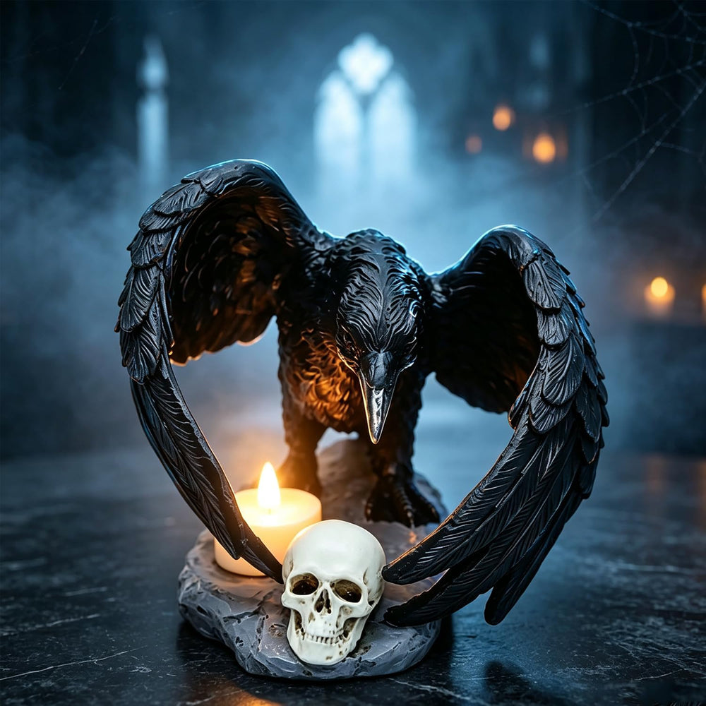 Gothic Crow Light Holder Halloween Candle Holder