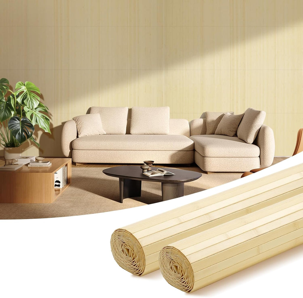 OUZUGIE 2 Pack 96x24 Inch Natural Bamboo Wall Panel – Raw Pole Wrap Paneling