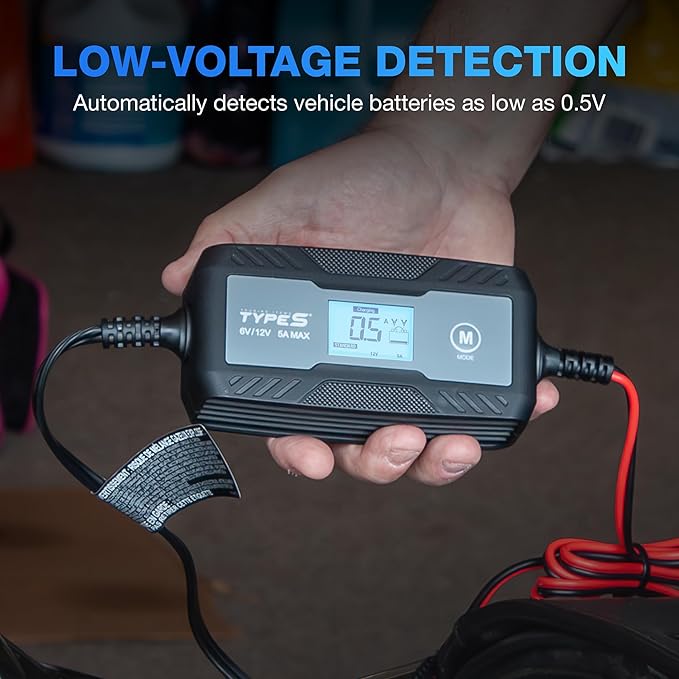 Type S 5A Smart Battery Charger & Maintainer – 6V & 12V Automatic Car Battery