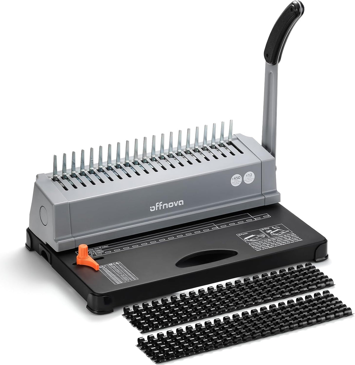 OFFNOVA Binding Machine, 21-Hole 450 Sheets Paper Comb Punch Binder Machine