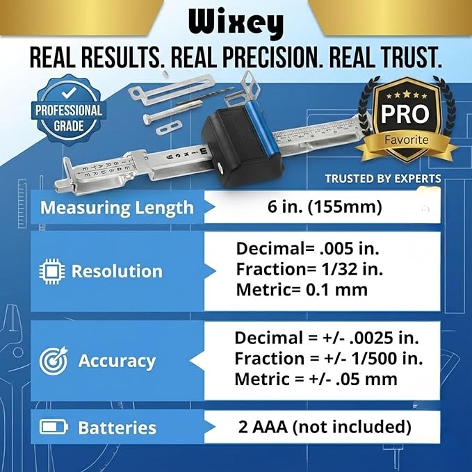 Wixey Digital Planer Gauge – Electronic Digital Readout & Thickness Measuring