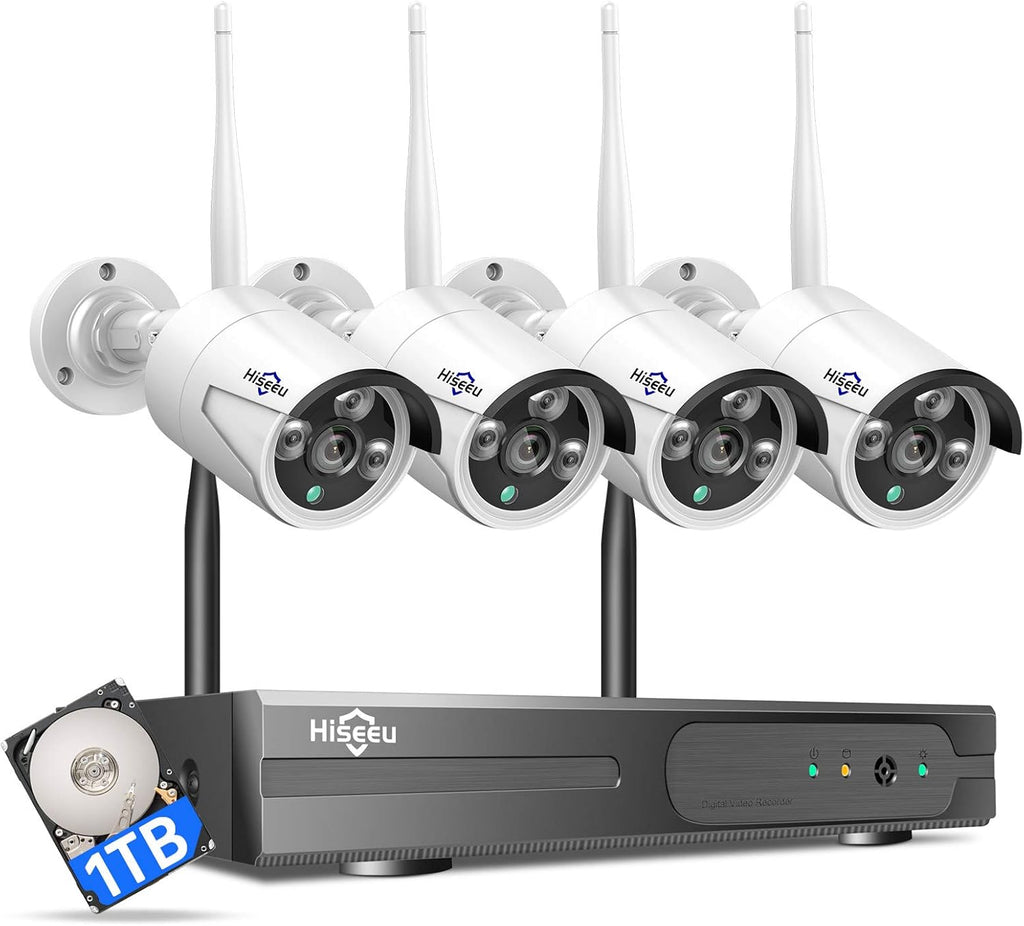 Hiseeu Home Security Camera System, No Subscription, 4K NVR (4pcs)