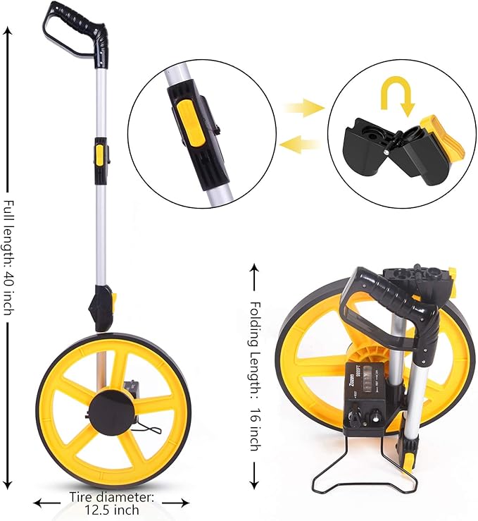 Zozen Measuring Wheel, Folding Portable Distance Measuring in Feet, Double