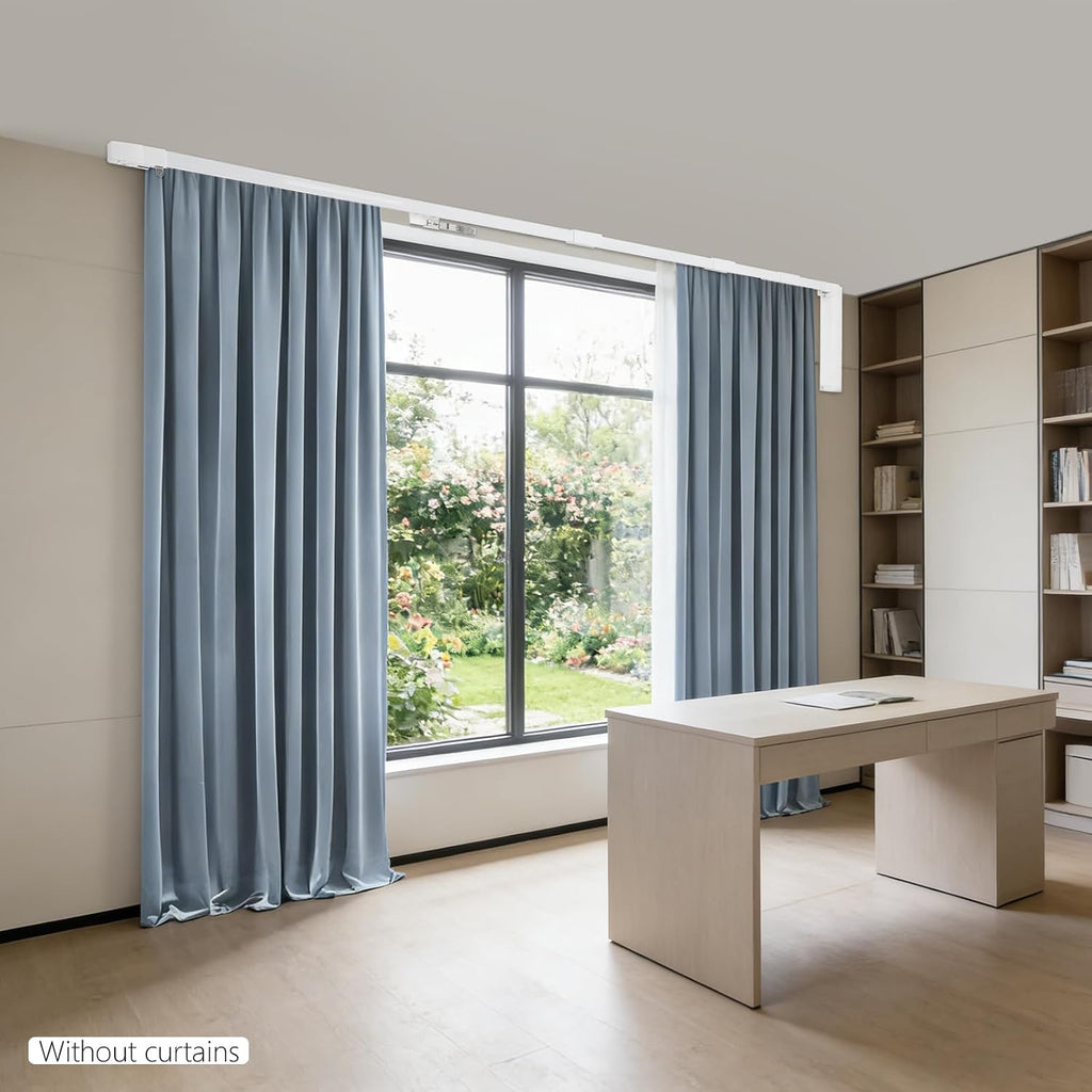 lemoeyes electric curtain track, retractable motorized curtains rod, view 9