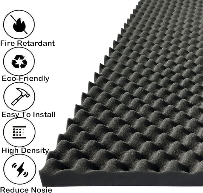 KTOESHEO 4 PCS Acoustic Panels, High Density Fireproof Noise Cancelling Foam
