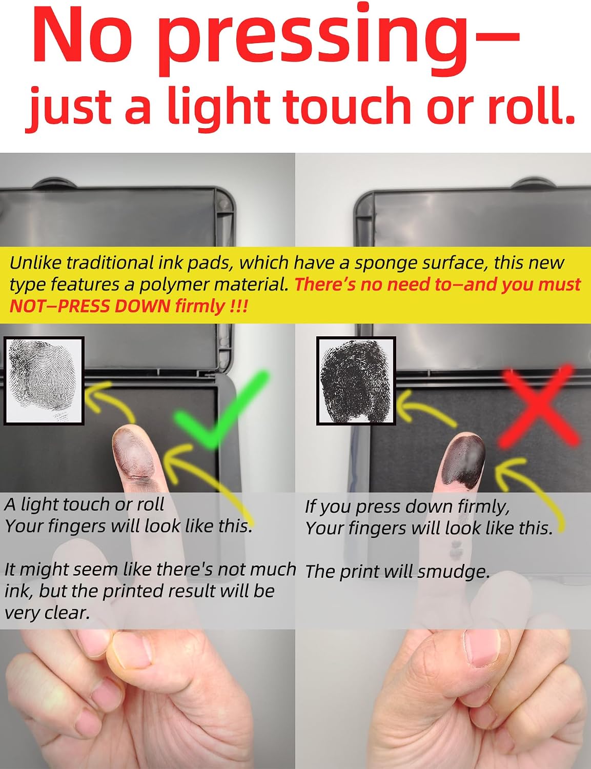 prismite fingerprint kit with large fingerprint ink pad shown in use