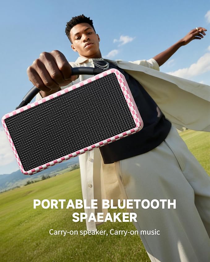 DINDIN Portable Bluetooth Speaker： 80W, 20H Playtime, Wireless Big Wood Boombox