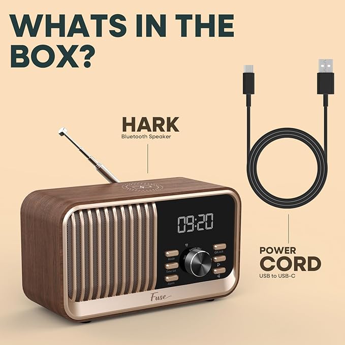 Fuse Hark Bluetooth Radio Speaker | Wireless 10W Charger | FM Radio Speaker