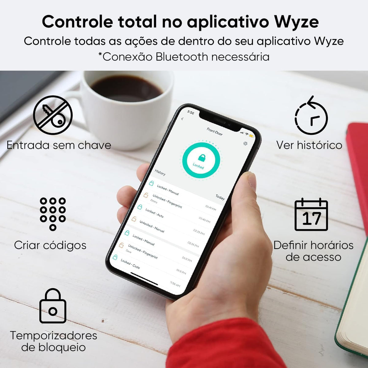 Wyze Auto-Lock Bolt, Fingerprint Unlock with Keypad, Electronic Entry Door Smart Deadbolt Lock, IPX5 Weatherproof, Easy Installation, Satin Nicke