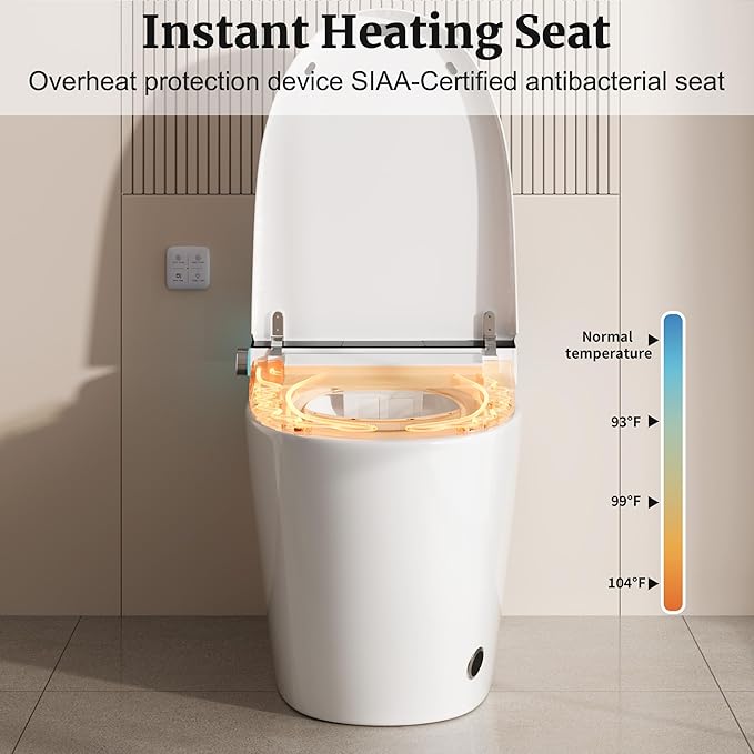 Smart Toilet with Elongated Heated Seat, Auto Flush, Manual Soft-Close Seat &