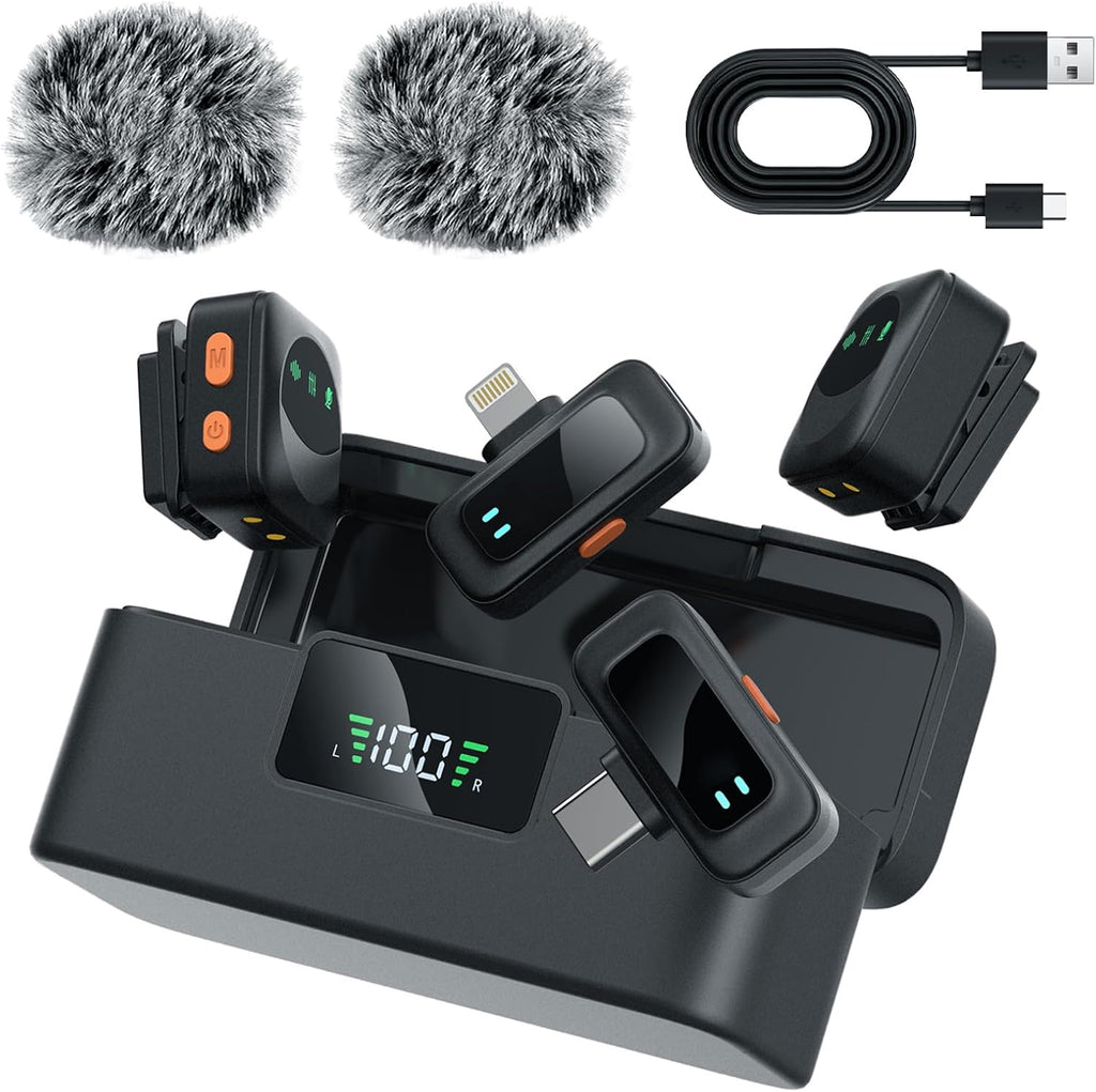 LIZHUZHONG Ai Mini Mic Wireless Lavalier Microphone System, Magnetic & Clip-On