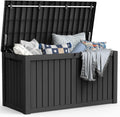 Mars Villa 180 Gallon Deck Box, Outdoor Storage Box, Outside Bin, Black