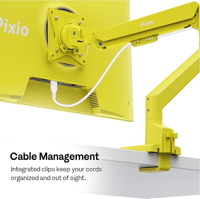Pixio PS1S Wave Yellow Single Monitor Arm Stand Desk Mount