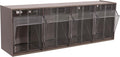 Akro-Mils TiltView Plastic Storage Cabinet with 4 Tilt Out Bins, Horizontal Plastic Parts Organizer, Teacher Toolbox, and Office Supply Organizer, 23-5/8" W x 8-3/16" H x 6-3/4" D, Mocha Raspberry