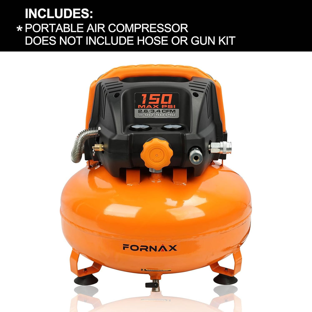 FORNAX Pancake Air Compressor with two couplers, 6 Gallon Portable Electric a...
