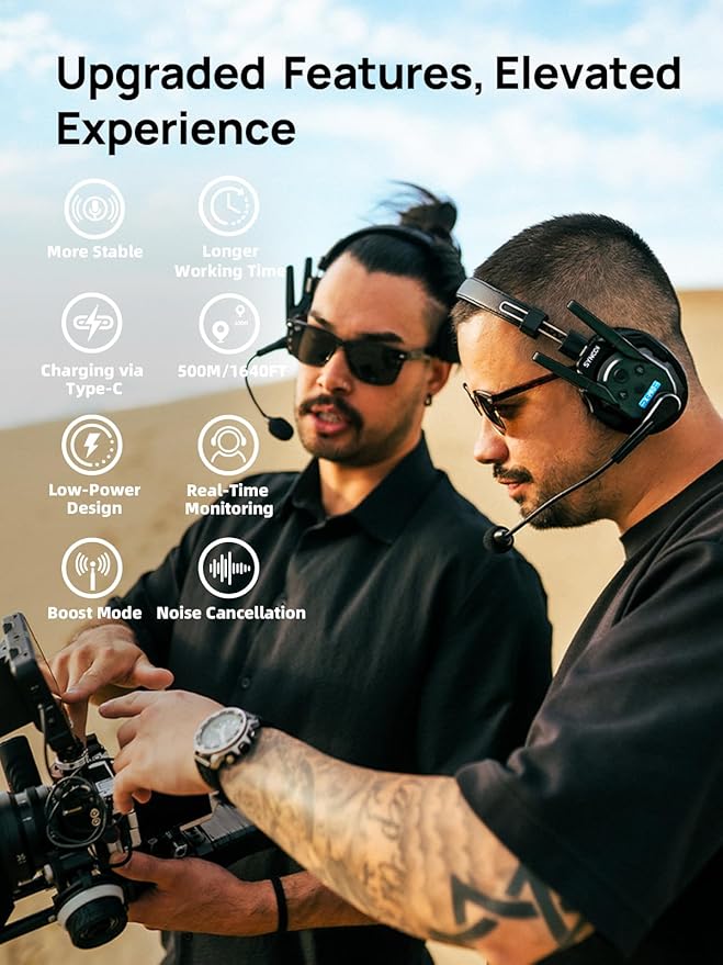 SYNCO XTALK XPRO5 Wireless Intercom Headset System, 500m/1640ft 2.4GHz